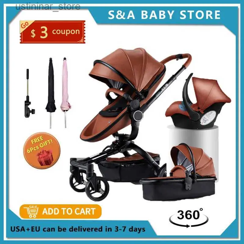 Barnvagnar# gratis och snabb frakt PRAM Aulon 3in1 Baby Barnvagn 2 i 1 Högt land-scape Push Car Newborn Carriage 2023 L416