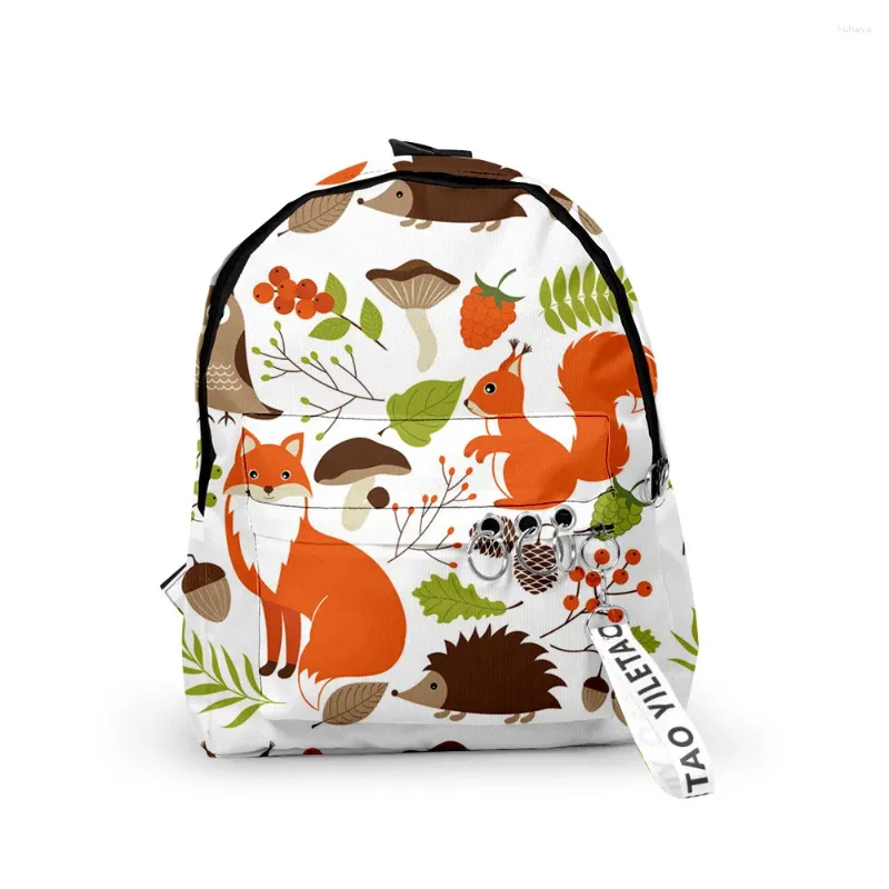 Backpack Harajuku Cartoon Animals School Bag Cute Small Travel Bags 3D Print Oxford Waterproof Key Chain Notebook Backpacks