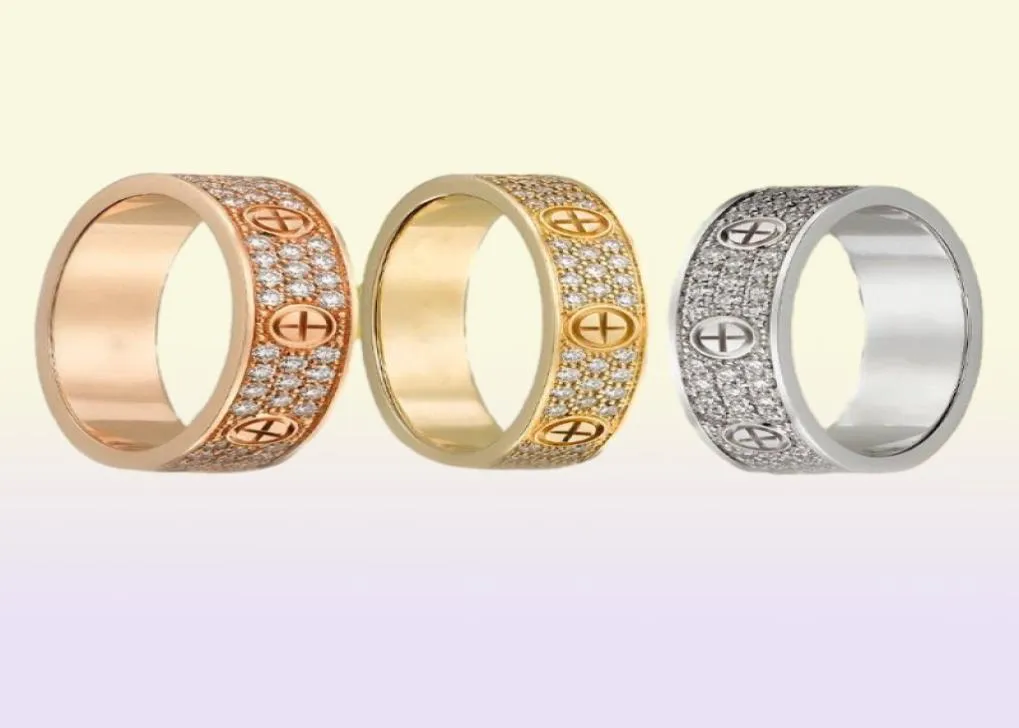 Par Love Diamond Rings Womans Luxury Full Diamond Ring Titanium Steel MS Eternal Star Diamond Ring Par Band Rings with Orign8805917