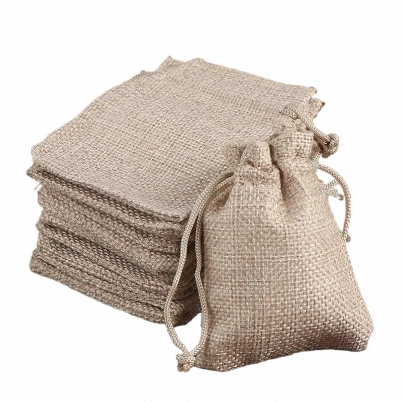 50st/parti 7x9cm smyckeväska jute velours sladdväska liten dragkammare presentpåse påsar fin armband godis smycken förpackning väskor k0ou#