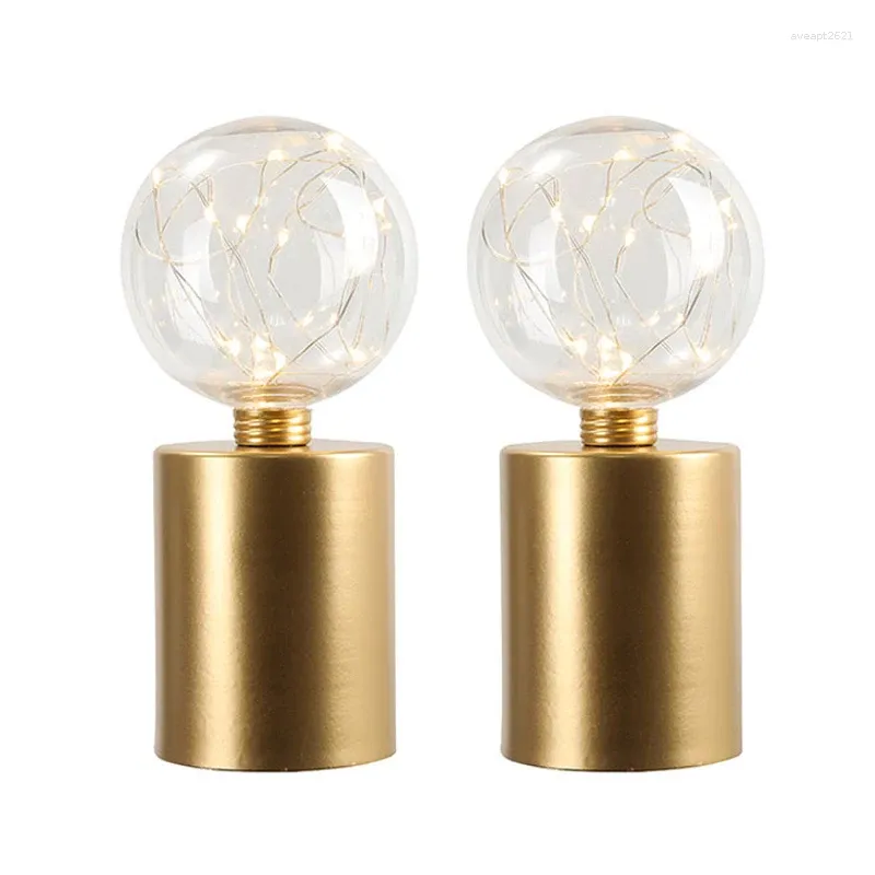 Candle Holders 2Pcs Gold Holder Bed Table Lamp Battery Powered Bedroom Home Wedding Decoration Light Bedside Decor