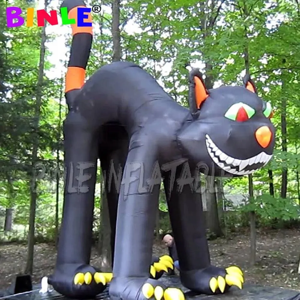 6mH (20ft) with blower Custom made outdoor large inflatable moggy halloween decoration inflatables black cat for sale