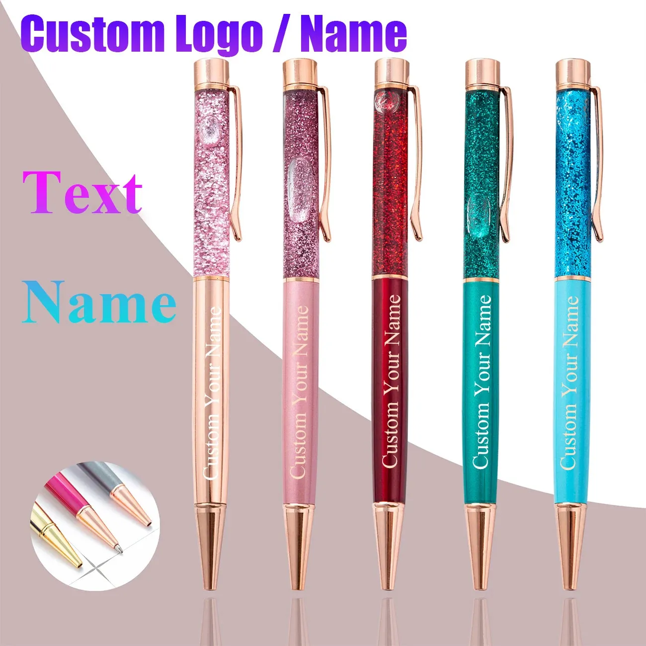 Personalized Gold Glitter Ballpoint Pens Metal... From Luo09, $16.32 ...