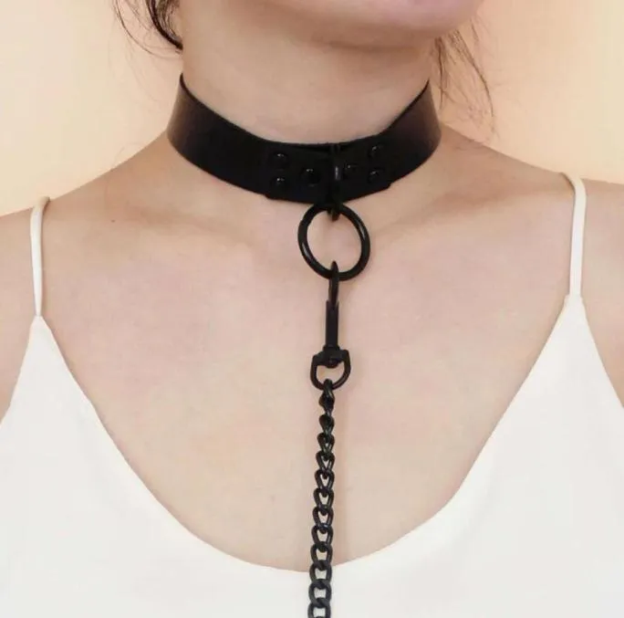 Chokers Kirykle Sexy punk choker kołnierz skórzana niewoli cosplay gotycka biżuteria Kobiety gotycki naszyjnik HARAJUKU Akcesoria 5648174