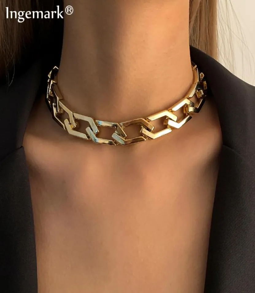 Kedjor akrylkedja halsband bohemisk sommar u länk choker hänge för kvinnor chunky tjock kubansk trottoark smycken gåva 20216260404