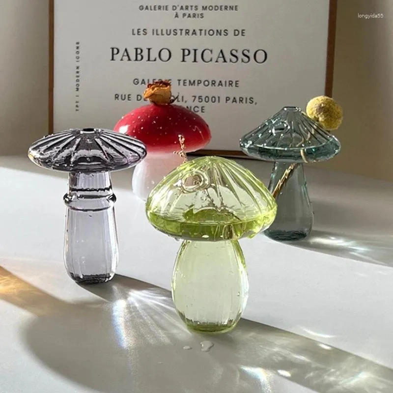 Vase Mushroom Glass Creative Bouquet Bottle Hydroponic Terrariumフラワーアレンジメントコンテナホームリビングルームテーブル花瓶の装飾