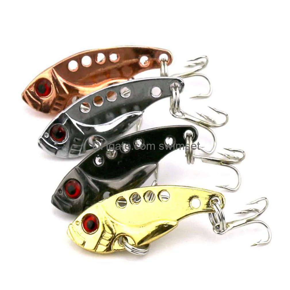 100st Fishing Lure Blade Metal vib bete med 10 krokar tackla sked lockar vibe droppleverans dhuxa