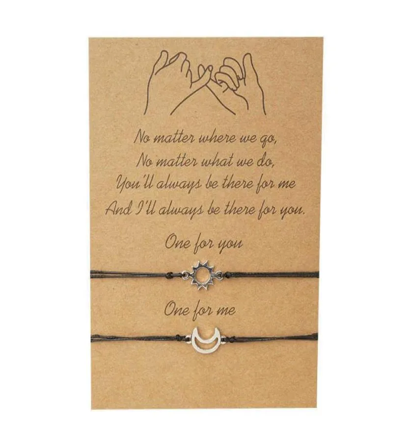 Pulsera de cartas de pareja Simple Creative Aley Moon Sun Pulsera trenzada Hand Rope7987076