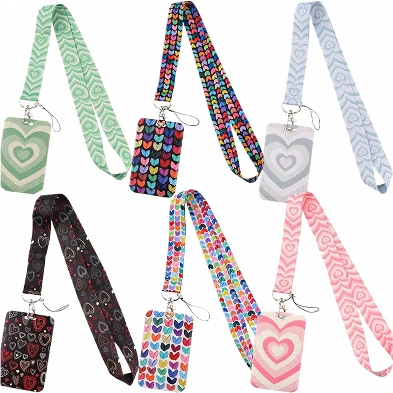 Love Heart Series Colorful Lanyards ID Holder Badge -key -key -key key stall keyrings Accories for Family Friends Higdts Y5JP#