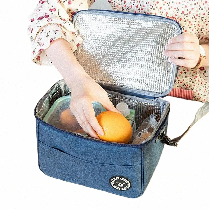 izolowane pudełko na lunch Kobiety podróżują przenośna kamera torba piknikowa zimna lodówka termiczna torba na izolatkę z paskiem 1 s0qa#