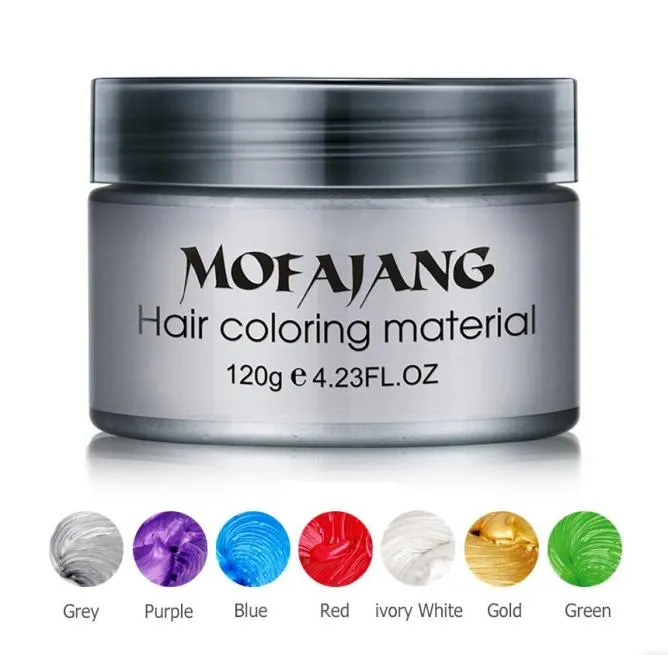 Mofajang hårvax 120 g silver mormor grå hår pomade 8 färger disponibla mode hårstyling lera målar lera cream6076417