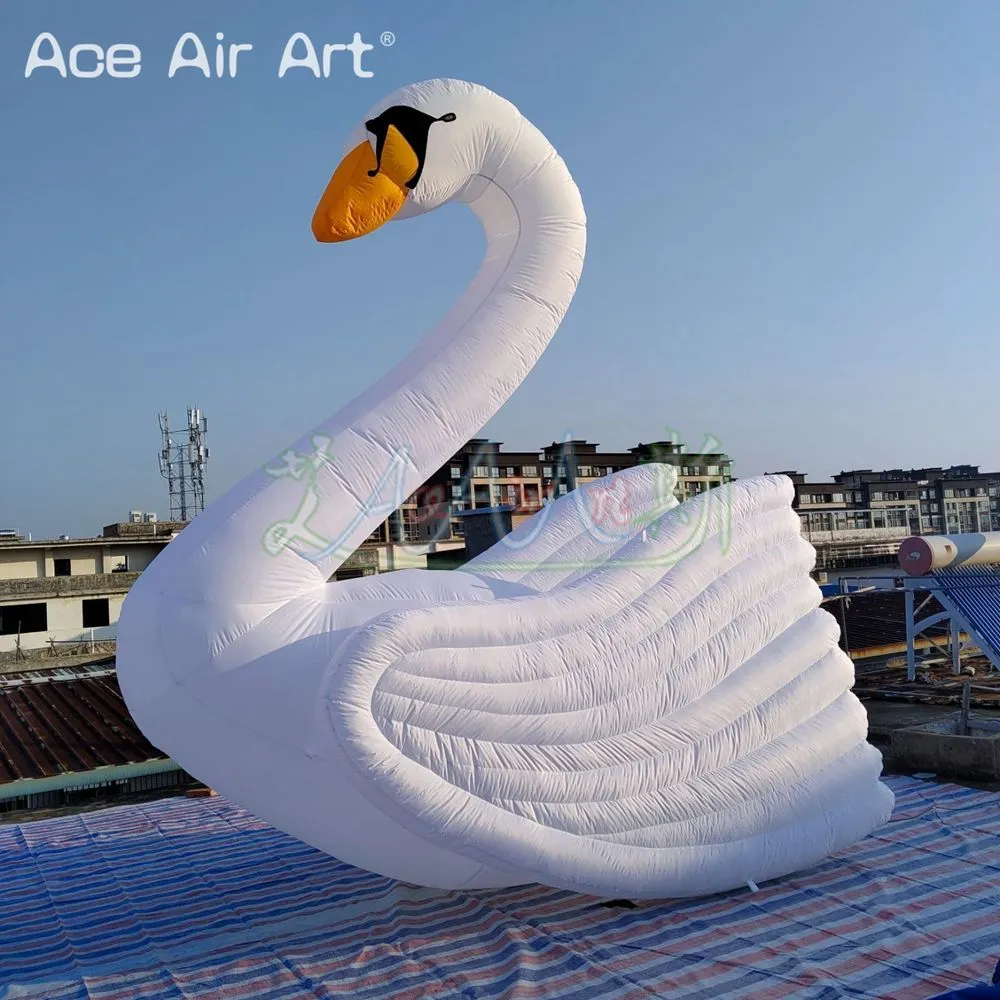 8mh (26ft) 송풍기 거인 아름다운 풍선 흰색 백조 동물 이벤트 장식 광고