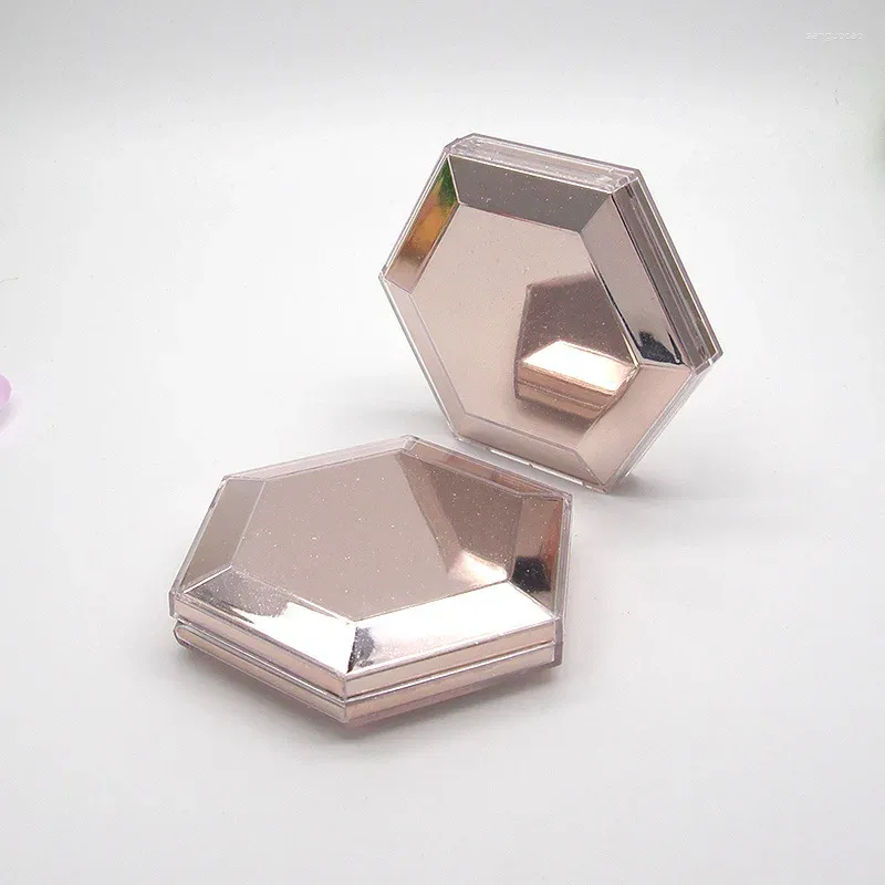 Speicherflaschen leer 54 mm Sechskant Eins Rosengold Diamant Bombe All-Over-Schleier Fenty Beauty Highlight Pulver Kompakt Case12PCs