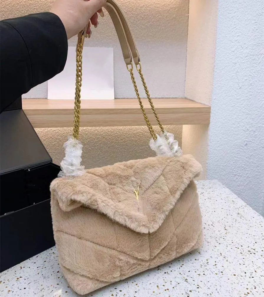 Evening Bags furry designer bag tote bag Winter Fur Puffer Chain Bags luxury handbag woman Soft Warm Lou shoulder pochette purse 55397791
