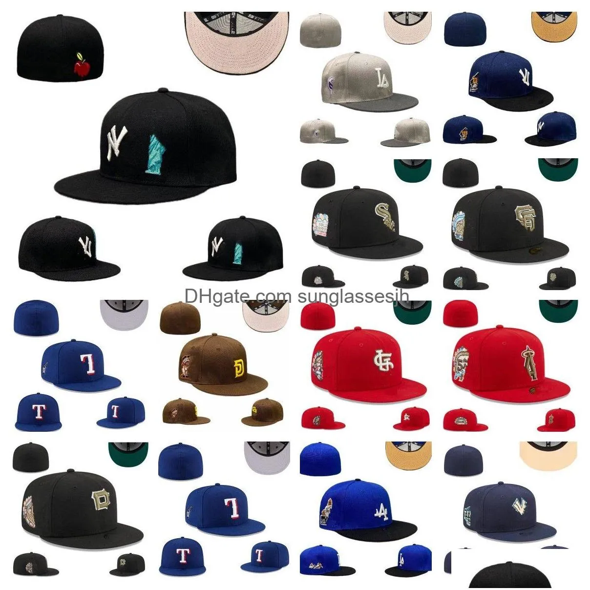 Ball Caps Style Chapéus equipados Tamanhos de chapéu Designer de beisebol Todas as equipes Logo Cotton Flat Borderyy Unissex Snapbacks Athletic Street Outdo Dhpyy