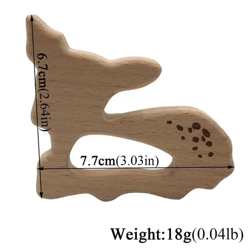 New Infant Baby Wood Teether Deer Shape Natrual Wooden Baby Teether Toys Wooden Teething Accessories Baby Shower Gifts