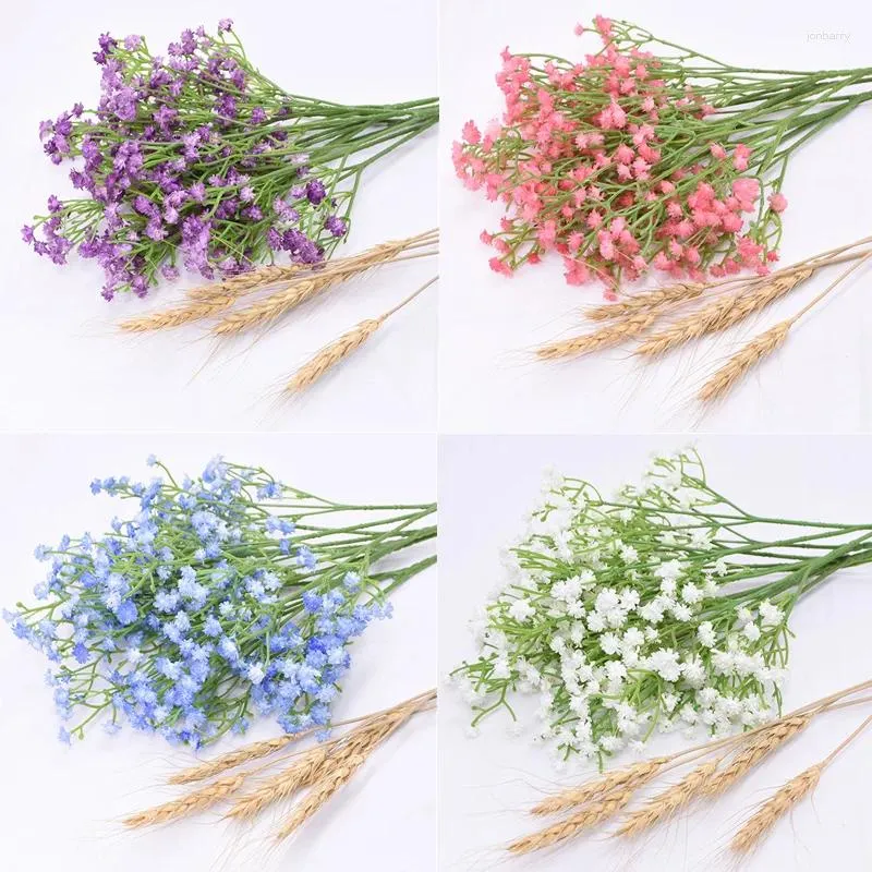 Kwiaty dekoracyjne 2/3/5pcs 90heads 52 cm Babyysbreath Sztuczny fałszywy gałąź plastikowa plastikowa gipsophila DIY Bukiety kwiatowe na domową dekorację ślubną