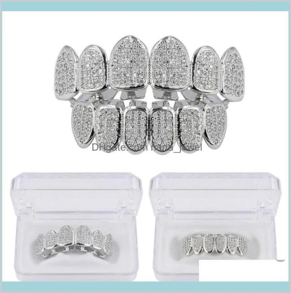 Grillz Dental Body Hip Hop Jewelry Mens Diamond Teeth Forme Scarms Gold Out Grills Rapper Men Fashion Association Drop 8913614