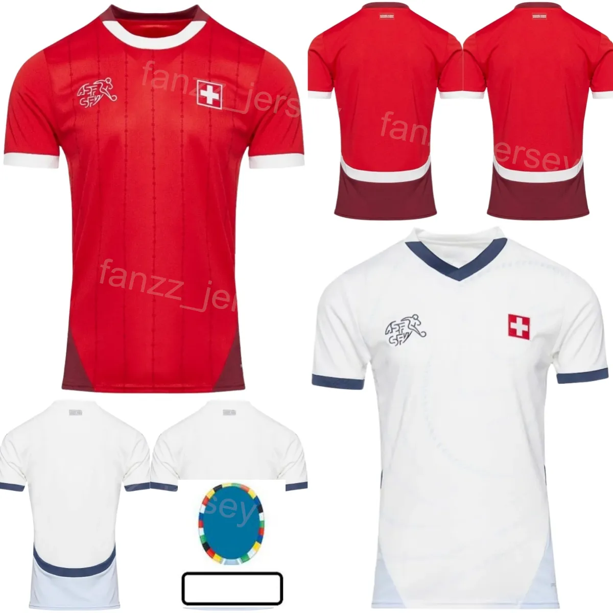 Men Euro Cup Soccer Switzerland 22 Fabian Schar Jerseys 24/25 National Team 8 Remo Freuler 3 Silvan Widmer 19 Dan Ndoye Xherdan Shaqiri Yvon Mvogo Football Shirt Kits