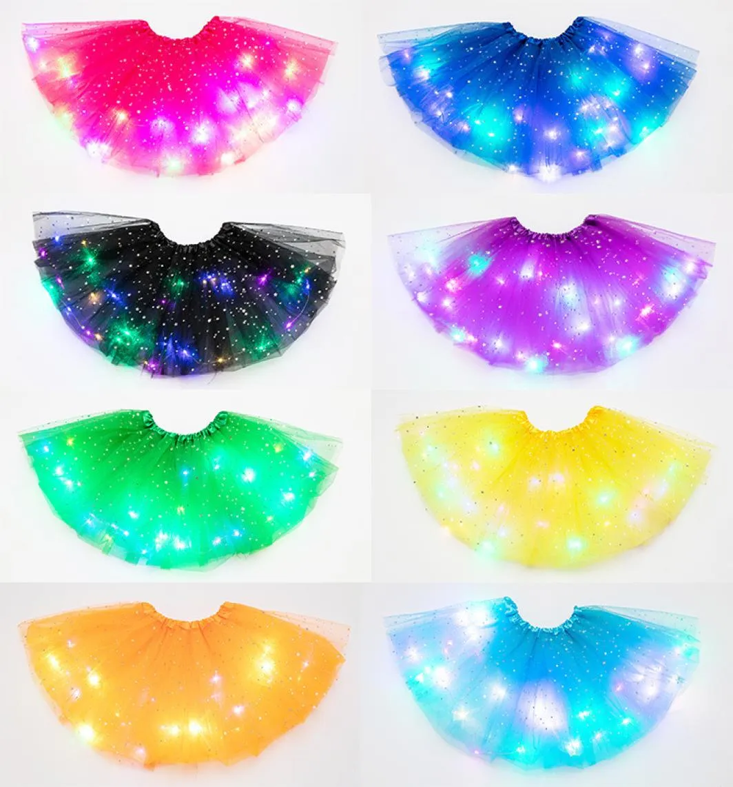 Ragazze per bambini STAR STAR paillettes Ballet Dance Gonna tutu LED LIGHT UP NEON COLOREFFICE TULLE A DREST SHORT CHIUSH CUSTURE 312T7285044