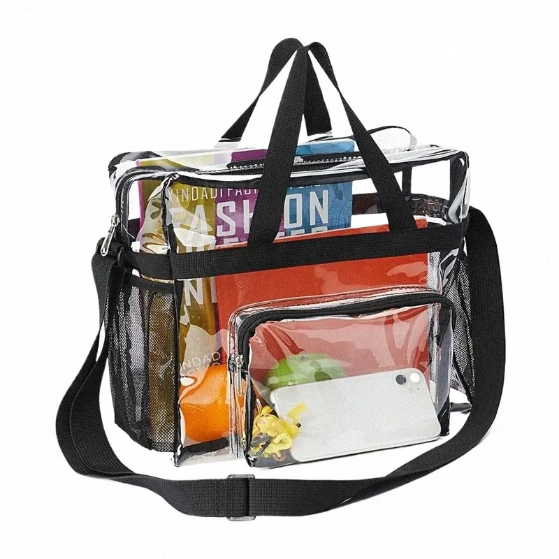 PVC damestassen lunchtas draagbare grote capaciteit waterdichte reis wtassen transparante schouder crossbody handtas voor vrouwen b1nz#