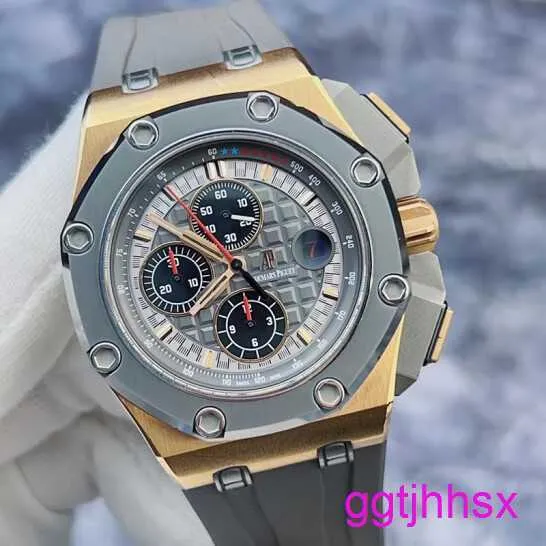 Exciting AP Wrist Watch Royal Oak Offshore 26568OM Schumacher Limited Edition Ceramic Alloy Ring 18K Rose Gold Automatic Mechanical Watch Mens