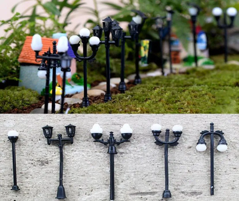 11pcs Street Light Decoration Resin Craft Dollhouse Fairy Garden Miniatures Jardin Bonsai Terrarium Ornament Succulent Gnomes8278032