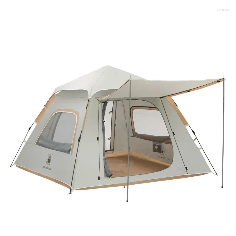 Tentes et abris Hui Lingyang 3-4 Personnes Square Forme entièrement automatique Tent rapide Double couches Famille de camping extérieur étanche