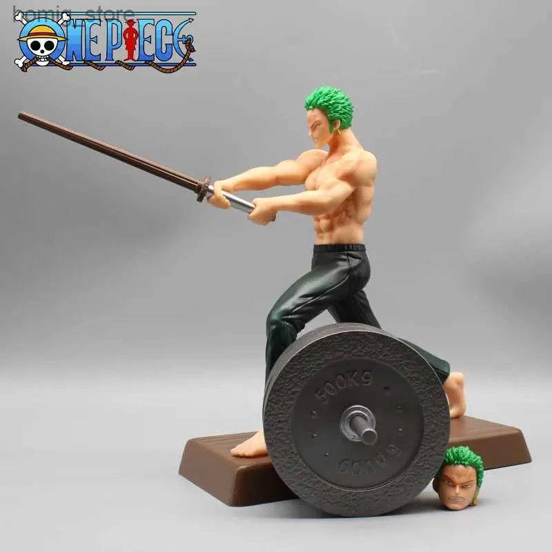 Action Toy Figures Anime One Piece GK Fitness Roronoa Zoro Dimbbell Wood Blade Model Ornements Action Figure Collection Décoration Toys
