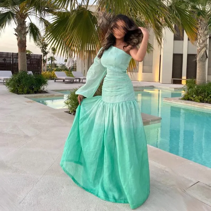 Robes de fête Florine Tulirain Summer A-Line-Long Longing Night Robe Elegant One-épaule Green Formal Prom Robe For Charming Women 2024