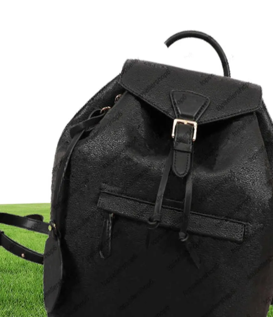 M45205 M45515 Montsouris PM Zarif Kadınlar Orijinal Cowhide Deri Emobss Tuval Toka Backpack Çantası Omuz Bag5800126