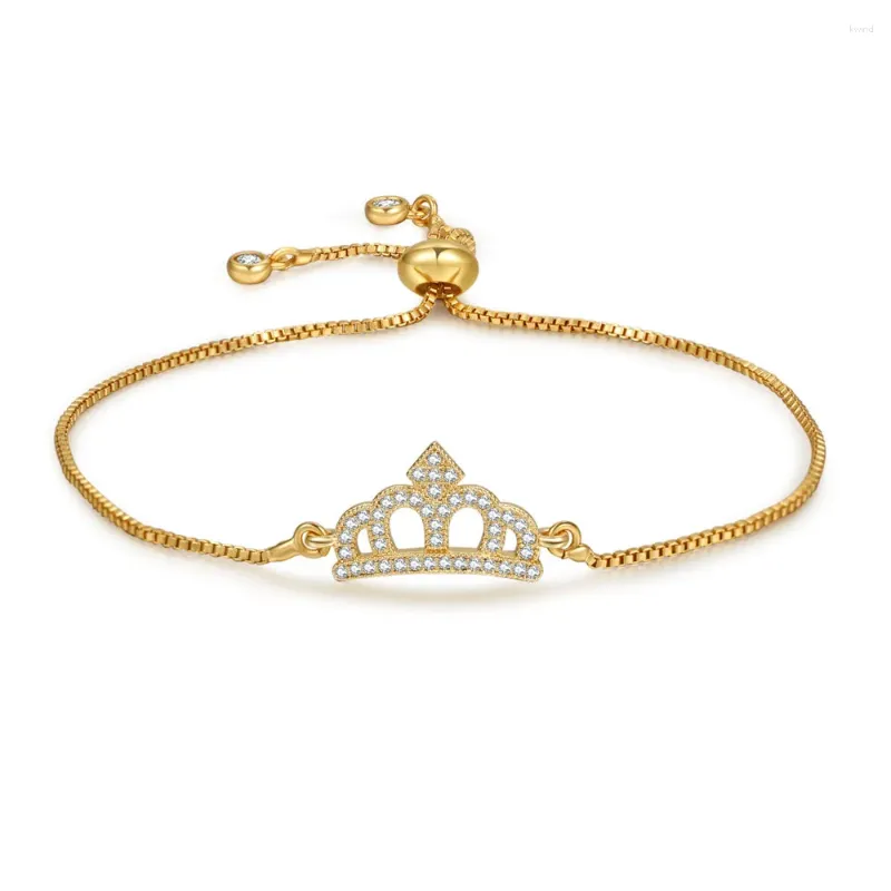 Link Bracelets Fashion Zircon Crown Fine Pave CZ Black Silvery Golden Bracelet For Women Girl Classical Charm Jewelry Love Gift