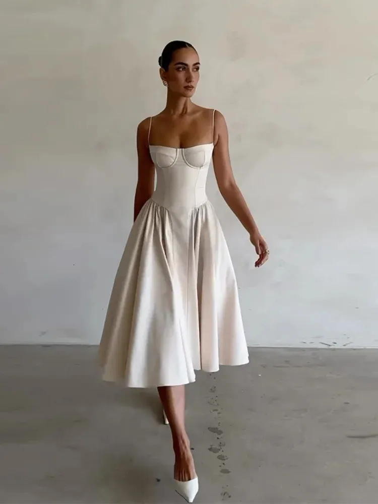 solid pleated hem dress Josdec Women's Spaghetti Strap Pleated Maxi Dress Bandeau Neckline  Irregular Hem Satin Casual Solid Color Long Dresses for Party Wedding  Vacation SXL