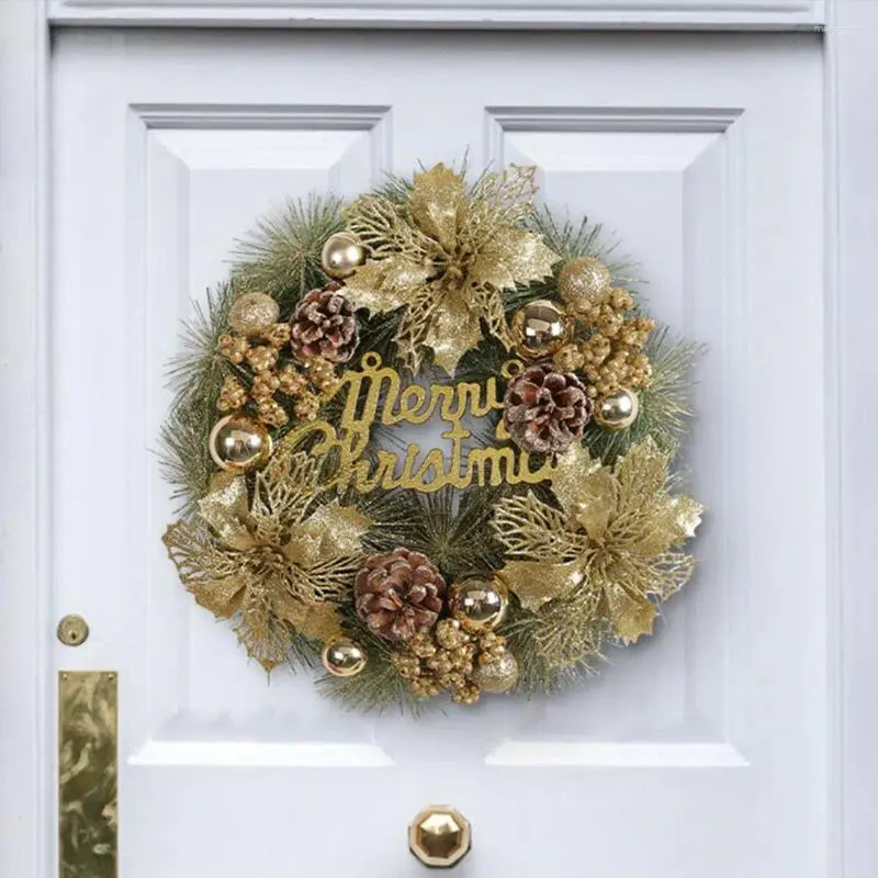 Decoratieve bloemen indoor kerstkrans feestelijke vakantie kransen glinsterende letter bord bloem bol dennen kegel decoraties voor binnen/buiten