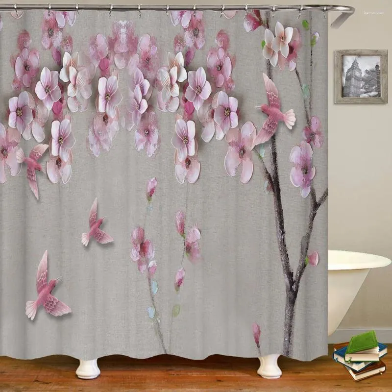 Douchegordijnen huizendecoratie badkamer gordijn mooie vogel bloem waterdicht polyester met haakbad