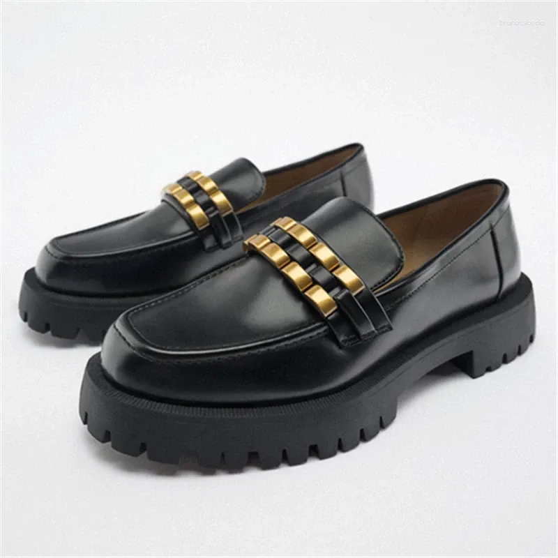 Casual schoenen dikke enige dikke loafers vrouwen slip-on platform vrouw retro lederen jurk pompen Espadrilles handgemaakte flats