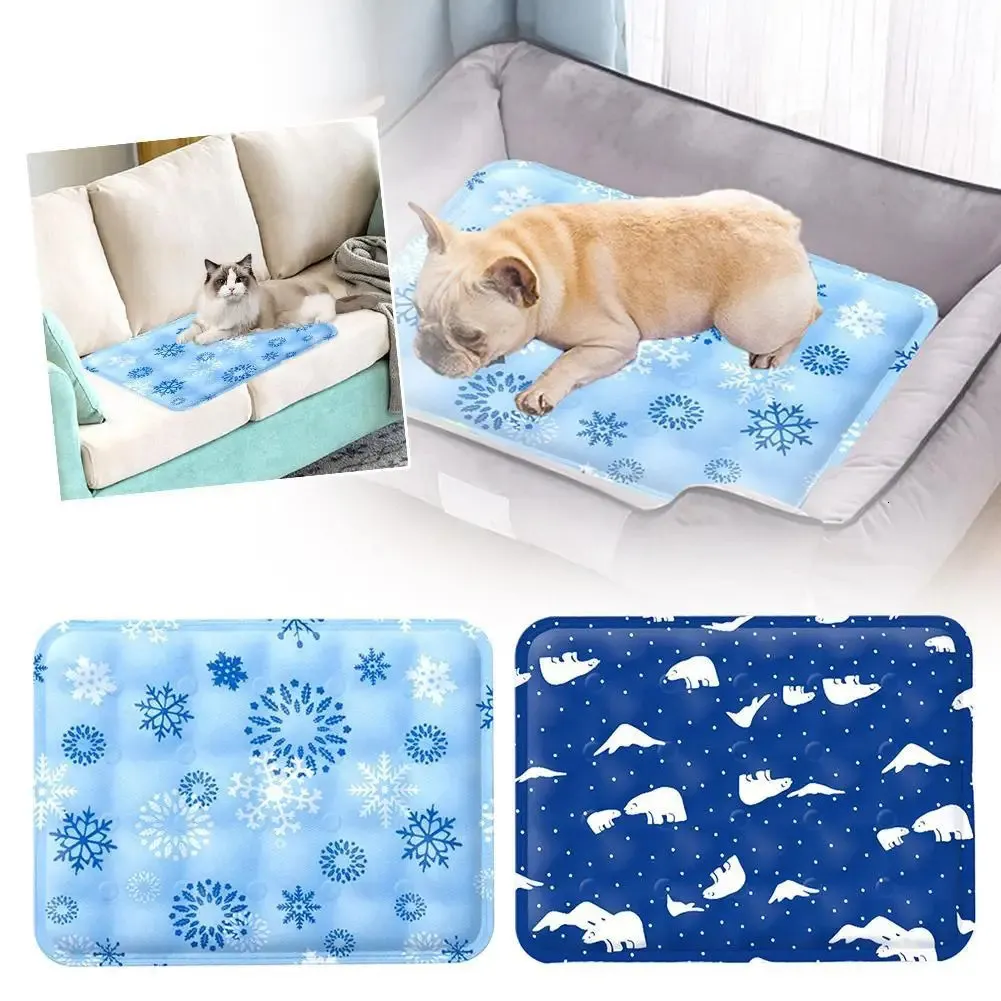 Pet Ice Pad Snow Animal Pattern Summer Dog Cooling Mat Sleeping Blanket For Bed Car S4V1 240416