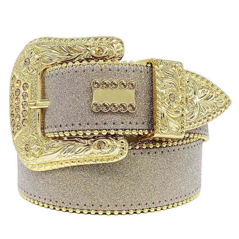 Diamond Wide Buckle Rhinestone Belt for Women Men Vintage  display picture 1