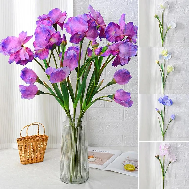 Dekorativa blommor konstgjorda iris blomma hem bord dekor vår bröllop fest vardagsrum visa falska alla hjärtans dag leveranser