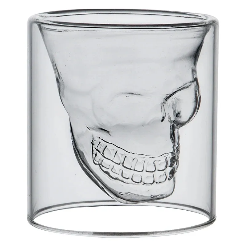 / set Skull Head tasse à double couche Café à whisky vodka tasse de vin voyage des tasses de Noël mignonnes tasse de lait en verre