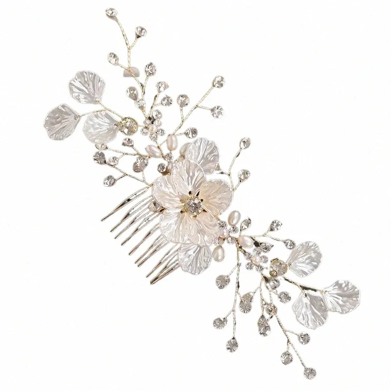 Fr Vintage Hair Combs Rhineste Pearls Headpiece Head Wedding Biżuteria Bridal Party Gift Hair Acries Klipsy E244#