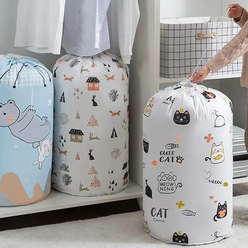 2024 Cartoon Bear Collapsible Storage Bag Beam Port Transparenta Organizer Kläder filt Baby Toy Basket Container Quilt Travel Påsar 1. För