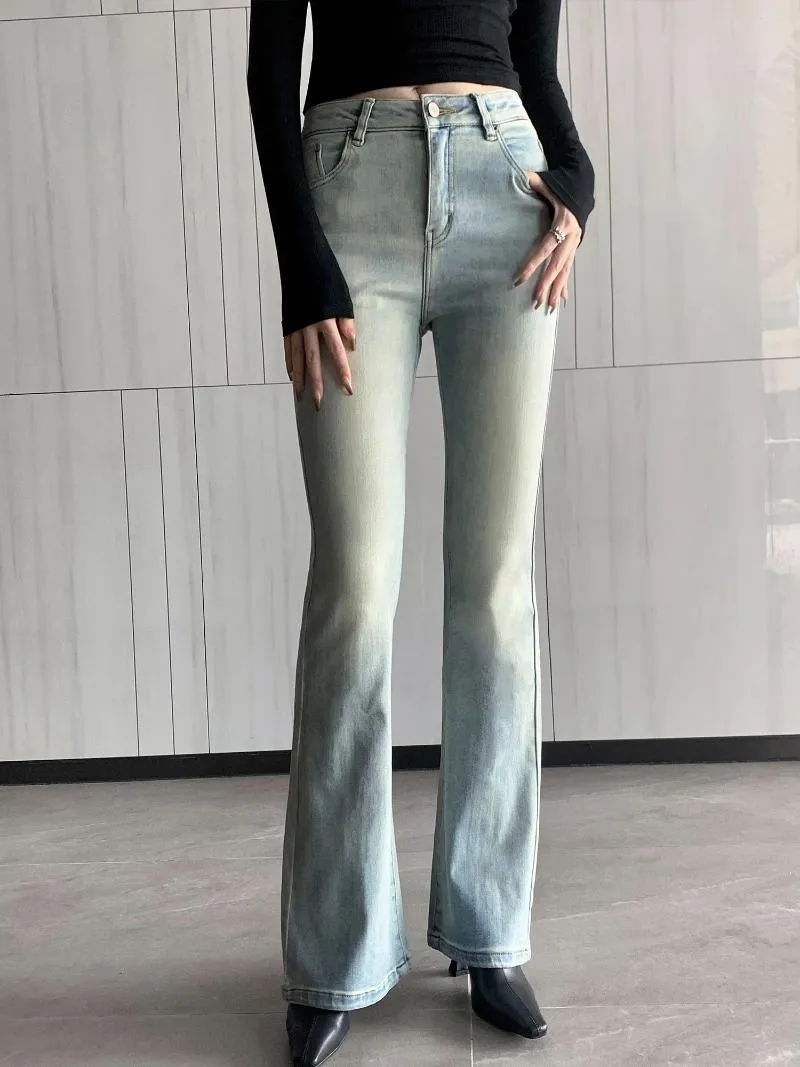 Kvinnors jeans Hög midja Slim Undertone Stretch Office Lady Do Old Fit Flare Pants For Women - Forgunroses