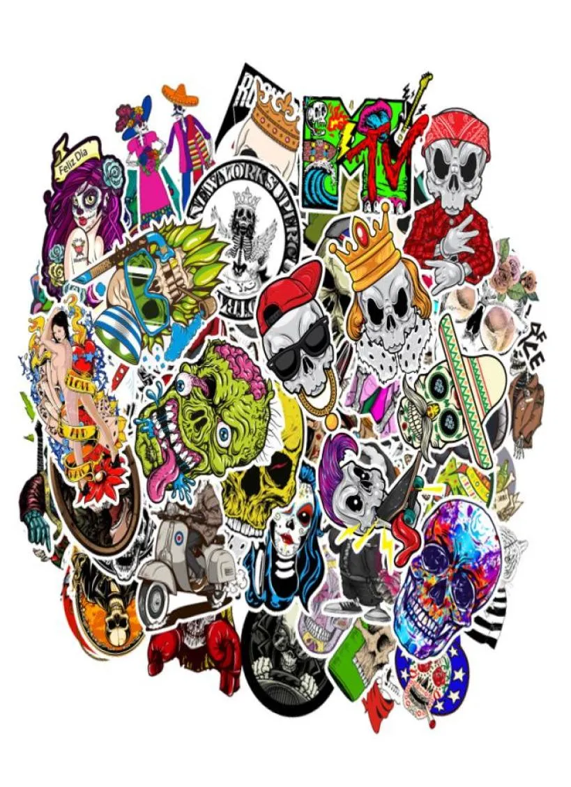 100PcsPack Colorful Skull Ghost Punk Skeleton Sticker Waterproof Stickers for Water Bottle Laptop Planner Scrapbook Wall Sk7957081