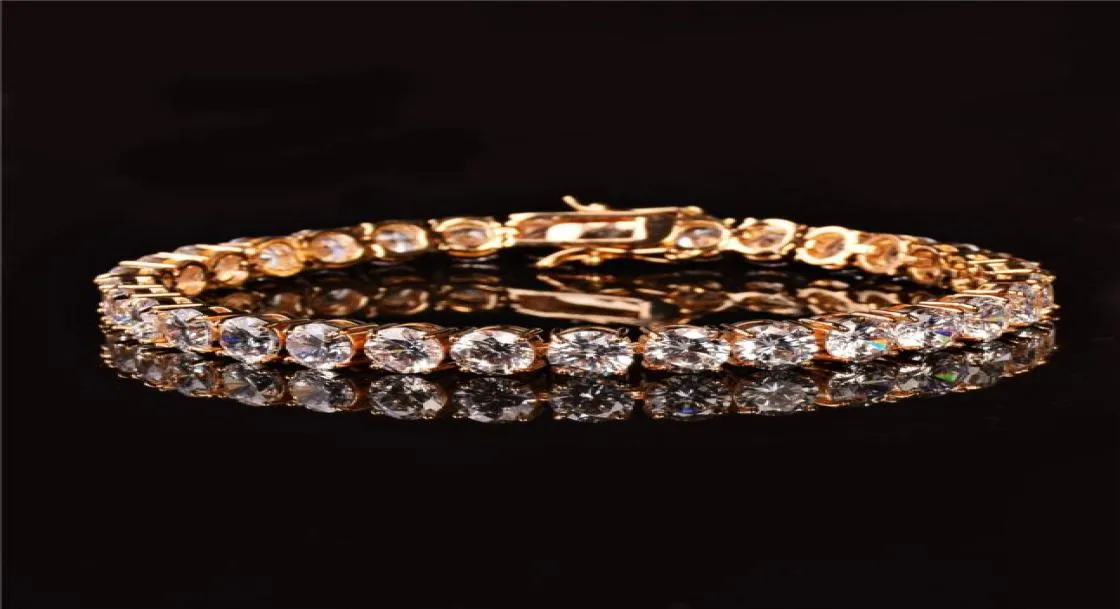 New Men039S Tennis Bracelet Rock Street Hip Hop Jewelry Women039S Gold Bracelet Ice Out Cz Stone Three Drop 9943114