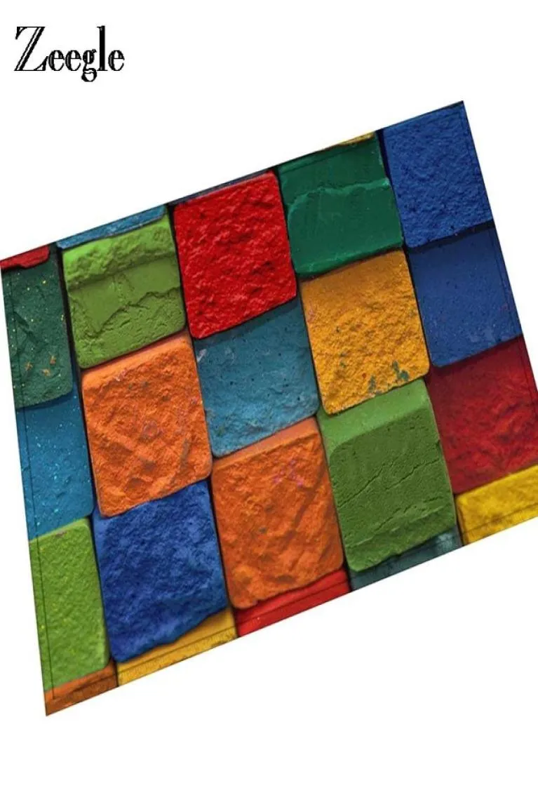 Zeegle Rainbow Pattern Floor Mat Rubber Matsバスルームドアマットリビングルーム用アンチスリップカーペットラグキッチンマット4616088