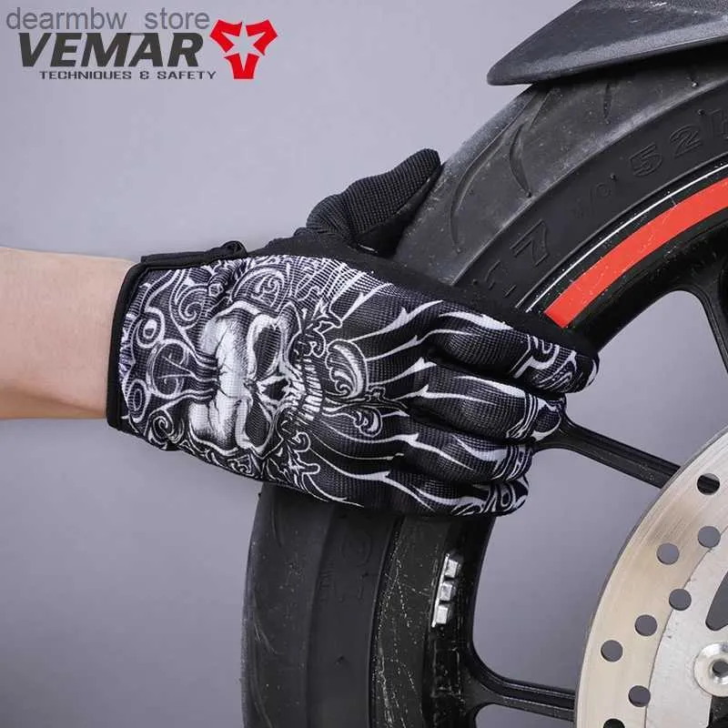 Guanti ciclistici var guanti estivi uomini motociclisti finger cycling sports motocross women retry cranio/bandiera/banner mesh moto moto racing l48