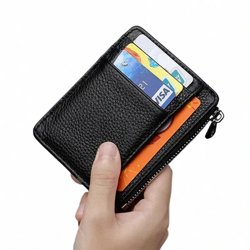 Man Prustes Ultra-Thin Zipper Mini Busin Bank Credit Card Wallet Black Women Small Coin Card Caver Cardholder Bags F7CP＃