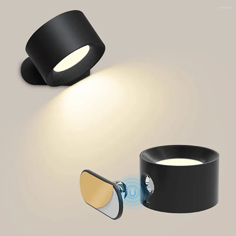 Lampy ścienne 1PCS LED Sconce 360 ​​° Kulka magnetyczna obrotowa Kontrola dotyka
