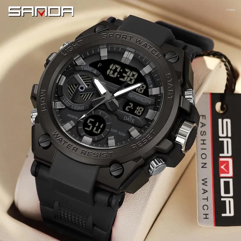 Zegarek zegarki na rękę Samda Fashion Sport dla mężczyzn 50 m wodoodporny alarm zegarowy podwójny wyświetlacz kwarcowy zegarek na rękę Resisitant męskie zegarek męski